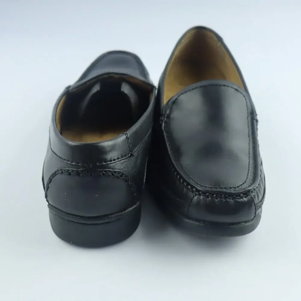 DOCKERS Men's Black Leather Catalina Slip-On Moc-Toe Loafers SZ 10M